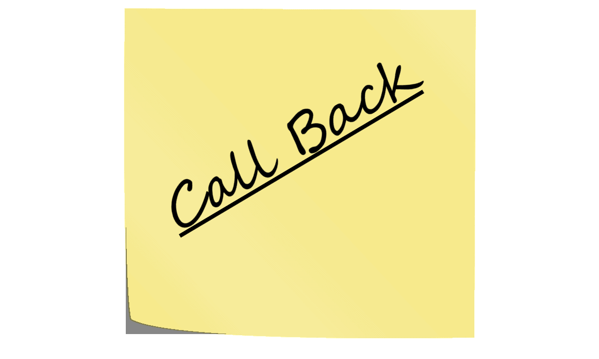 Sticky note with "Call Back" written on it