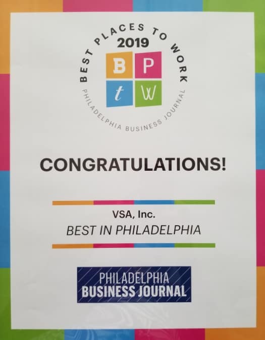Best Places to Work 2019 Best Places to Work award for VSA
