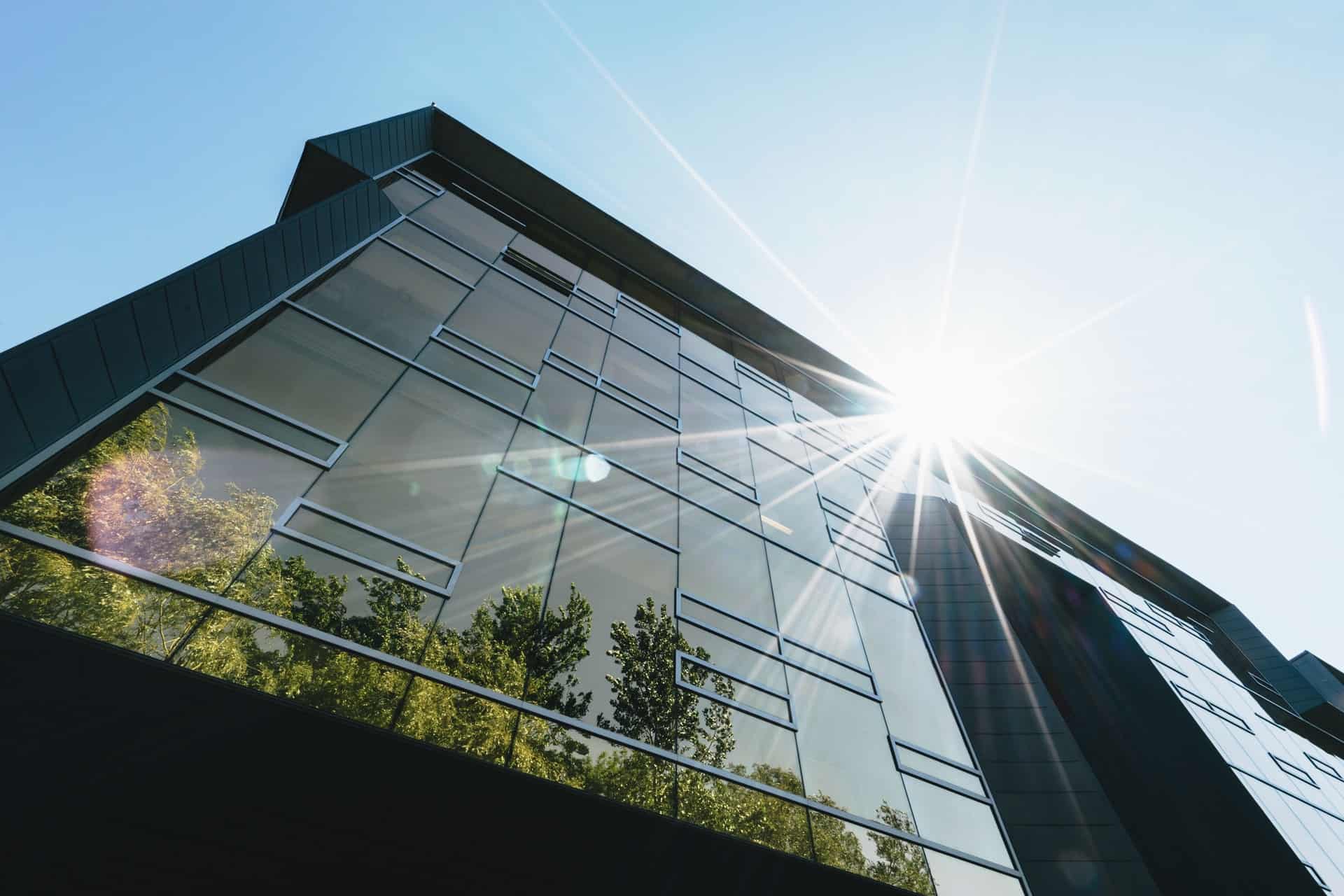 Tall building with Sun refelction