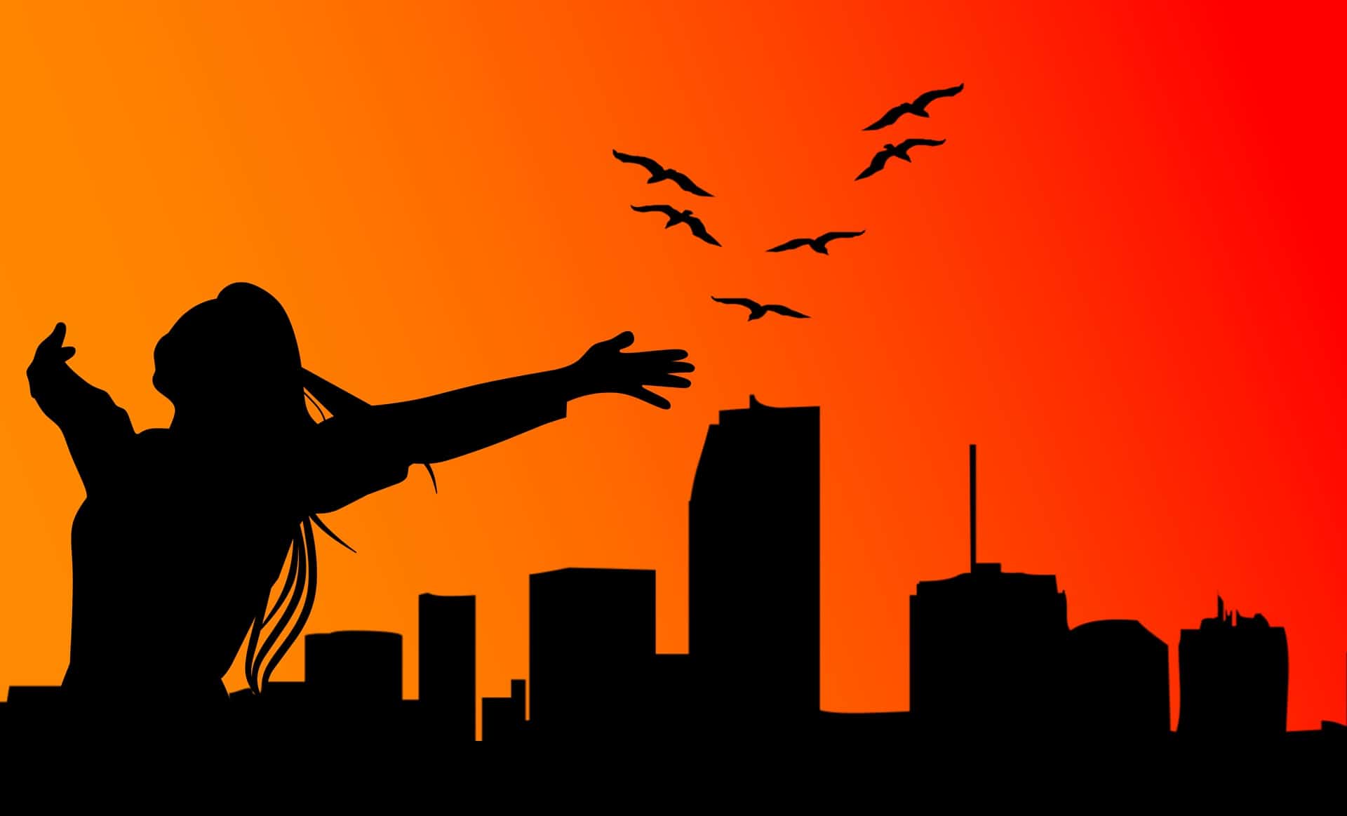 Woman with arms up enjoying life