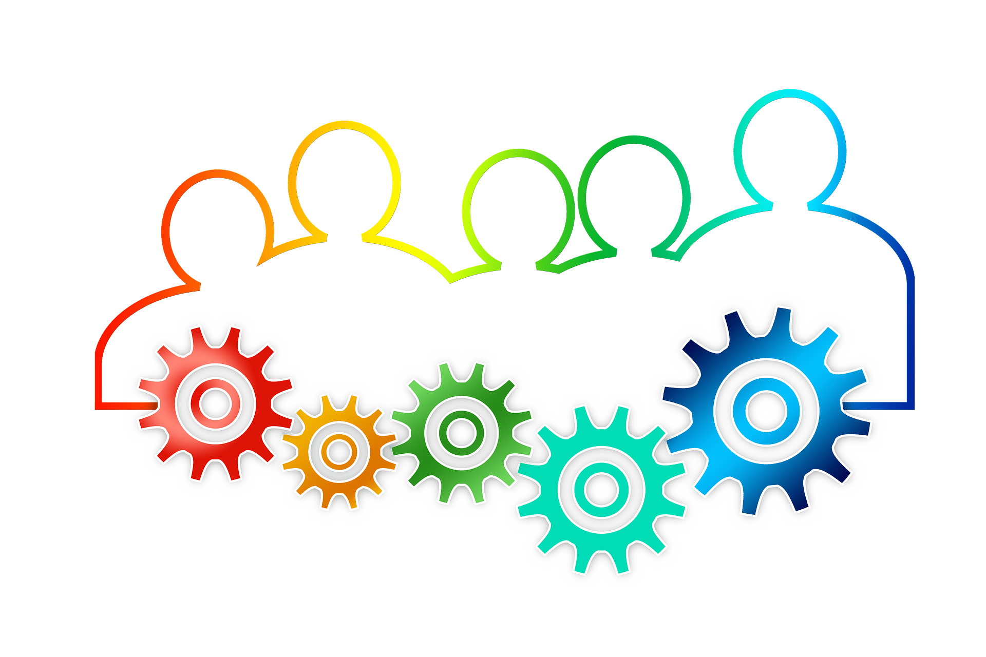 Outlines of people working together